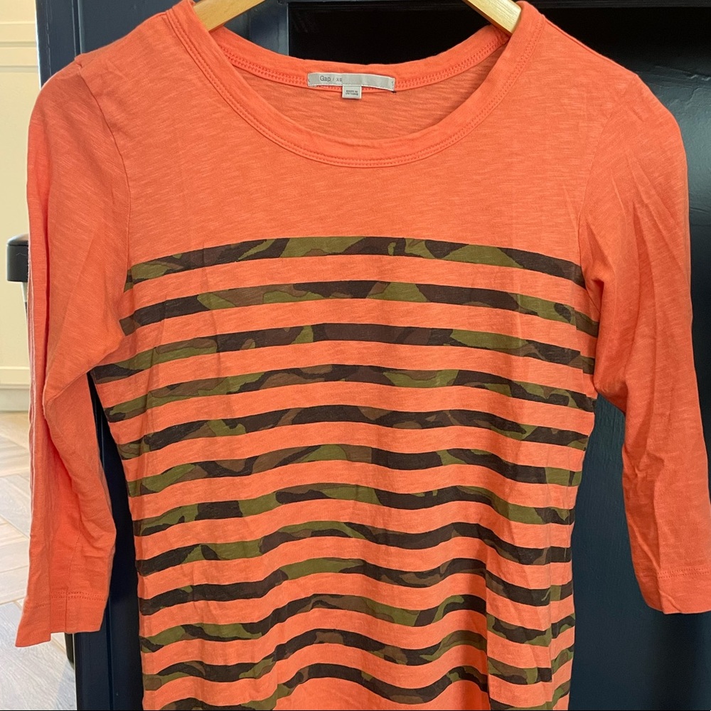Gap Coral /Camo striped shirt